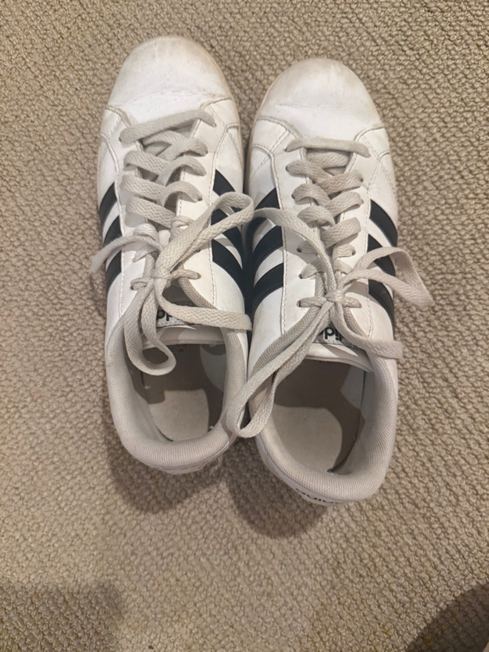adidas White Sneakers with Black Three-Stripes